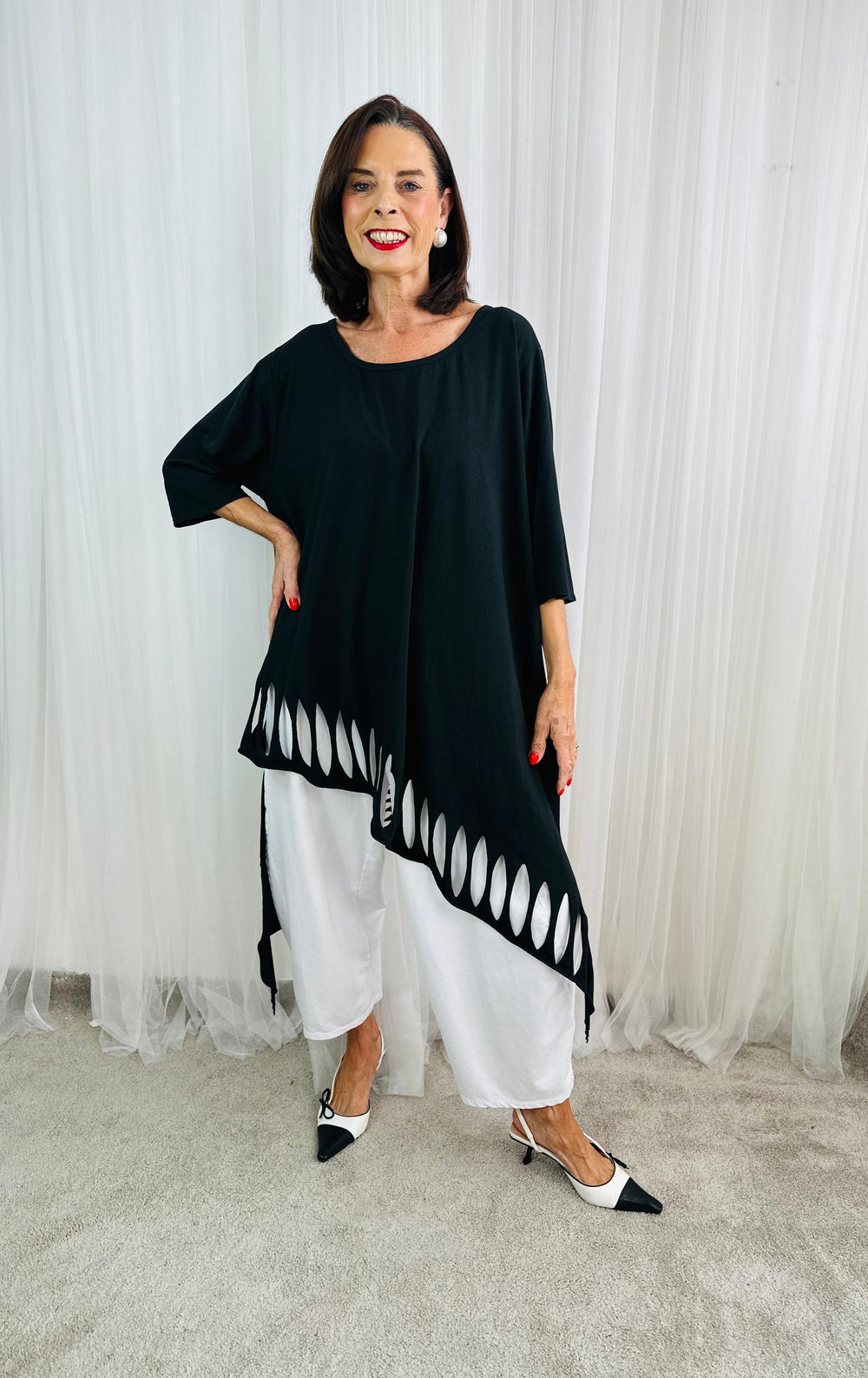 Razor Cut Dress/Top in Black
