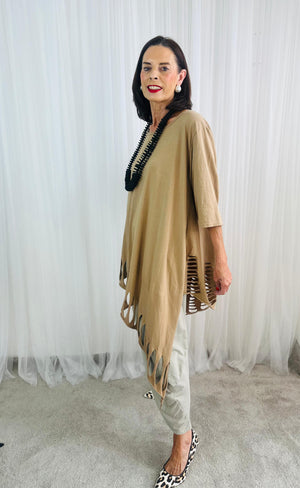 Razor Cut Dress/Top in Camel