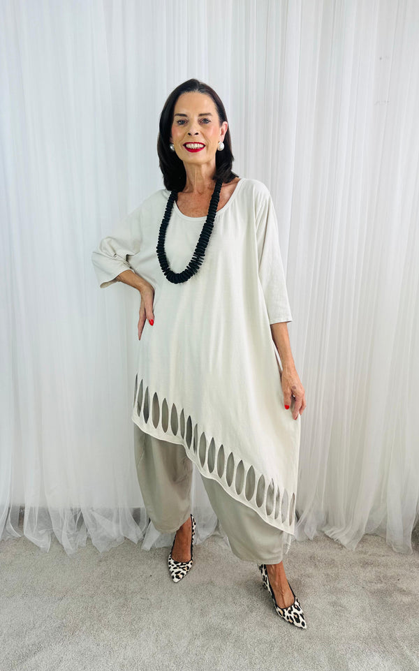 Razor Cut Dress/Top in Beige