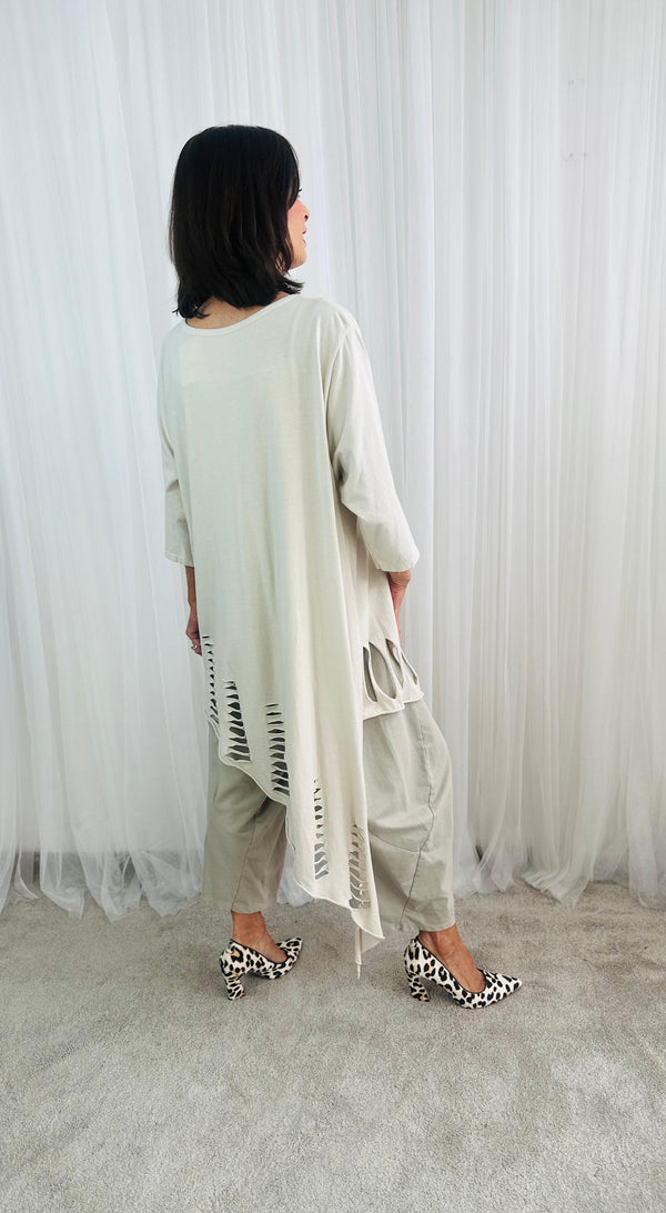 Razor Cut Dress/Top in Beige