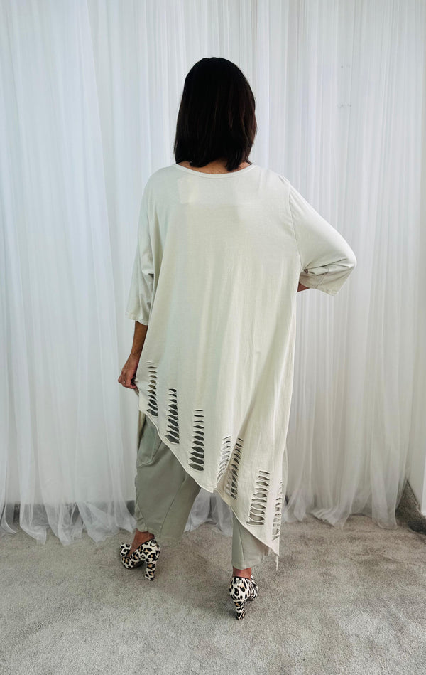 Razor Cut Dress/Top in Beige