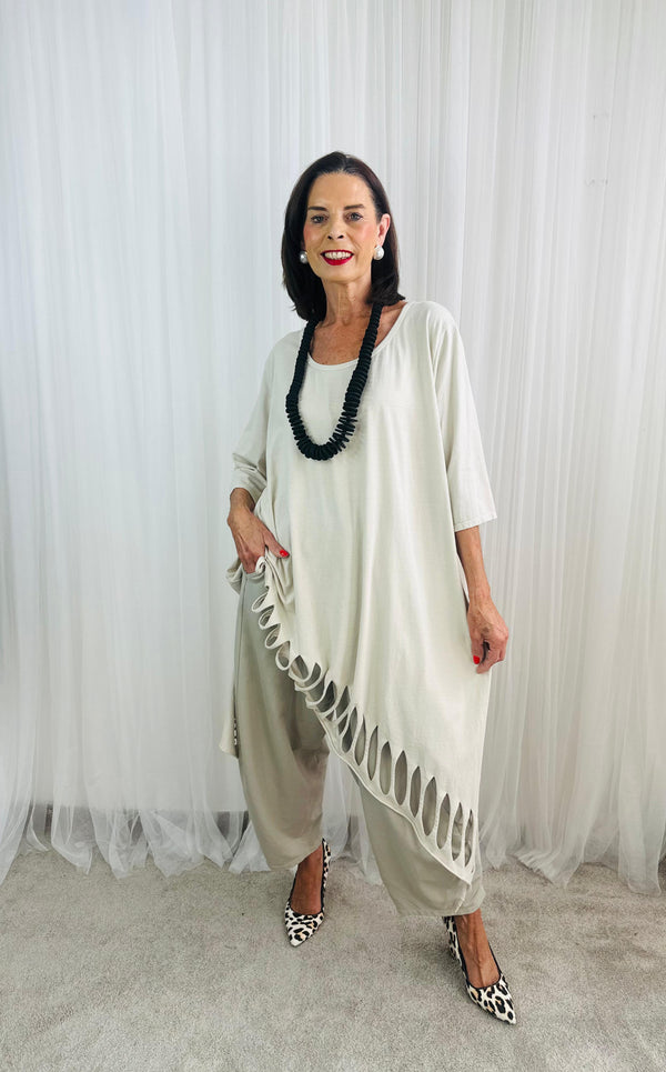 Razor Cut Dress/Top in Beige