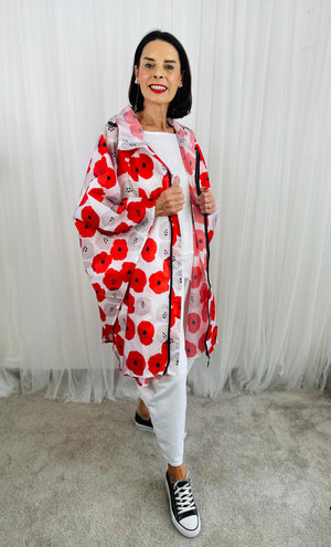 Mackintosh Poncho jacket in poppy