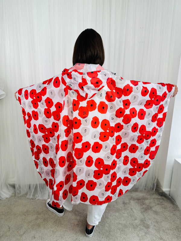 Mackintosh Poncho jacket in poppy