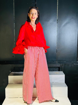 Travis Linen Trousers in red and white