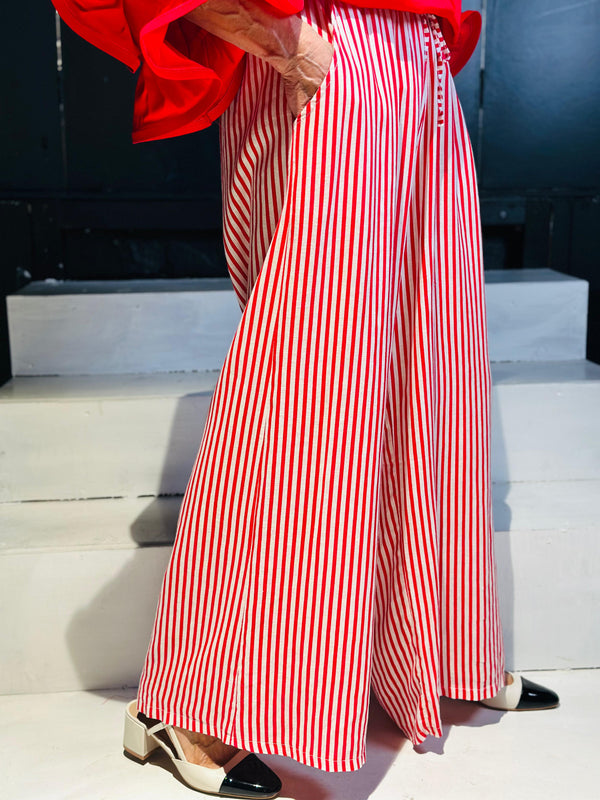 Travis Linen Trousers in red and white
