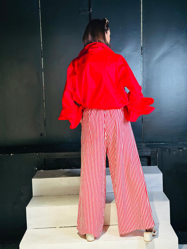 Travis Linen Trousers in red and white