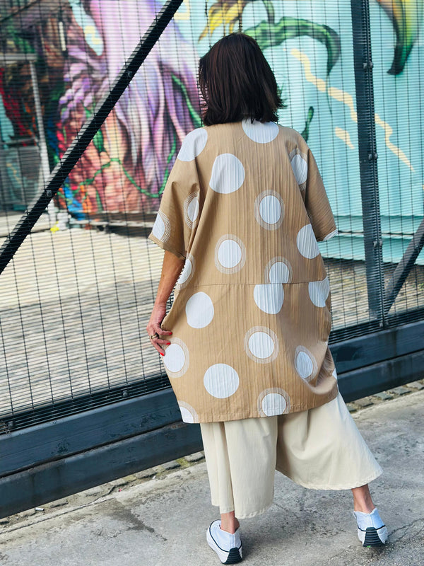 Rico Shirt/Dress in mocha with white dots
