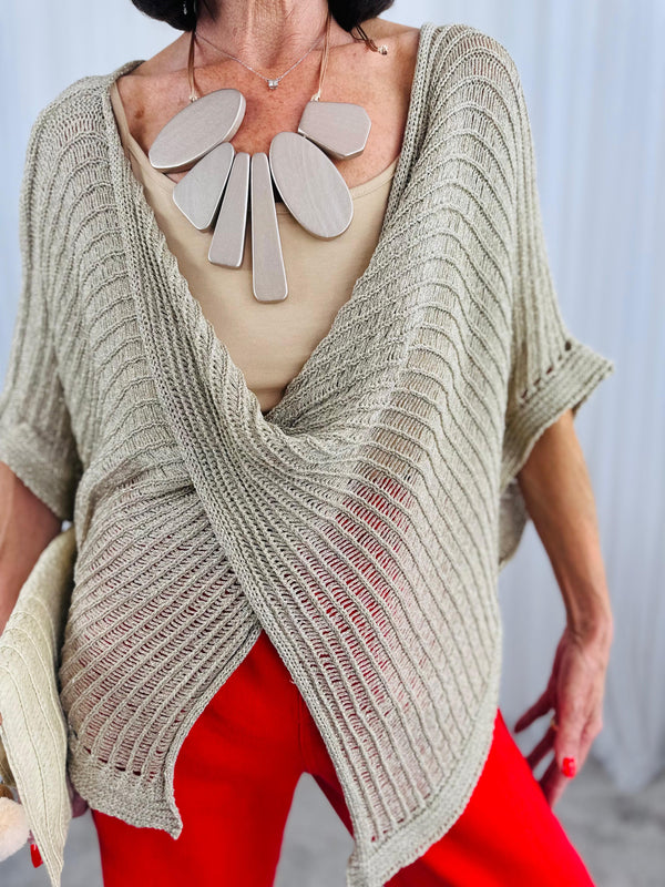 Tabitha Cross knit top in Gold