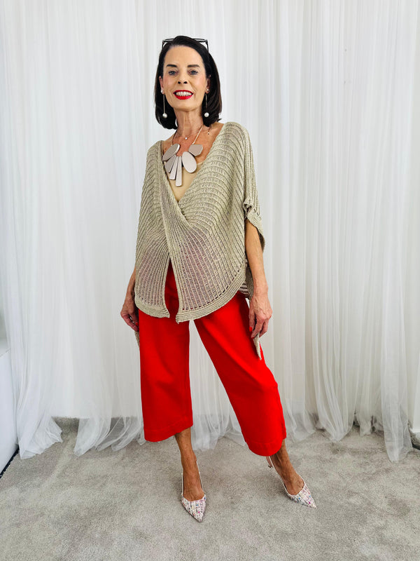 Tabitha Cross knit top in Gold
