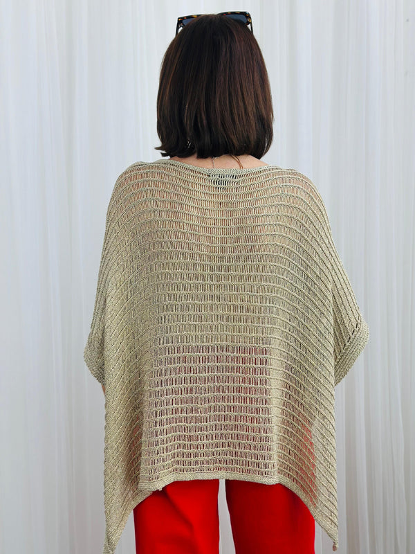 Tabitha Cross knit top in Gold