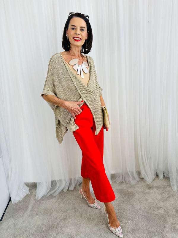 Tabitha Cross knit top in Gold