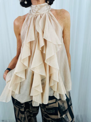 Whisper Ruffle top in champagne
