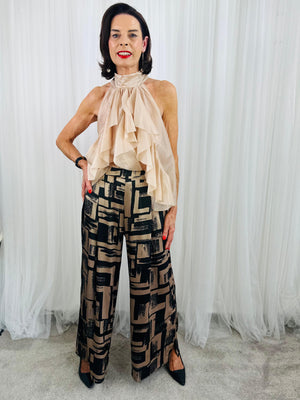 Whisper Ruffle top in champagne