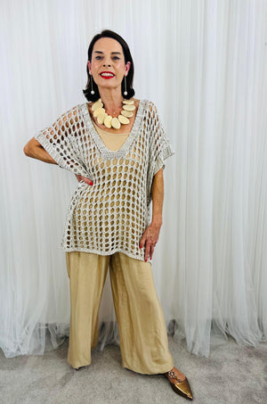 Jona knitwear top in BEIGE GOLD