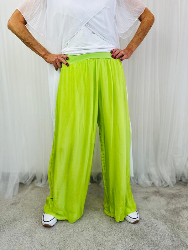 Dune silky palazzo trousers in Lime