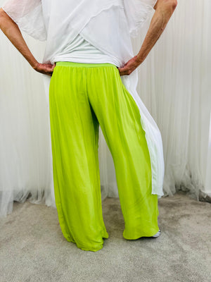 Dune silky palazzo trousers in Lime