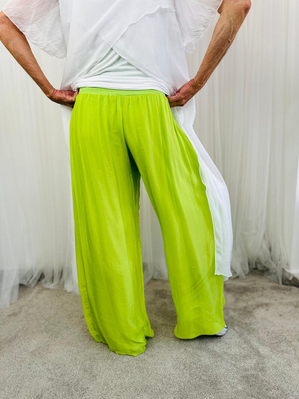 Dune silky palazzo trousers in Lime