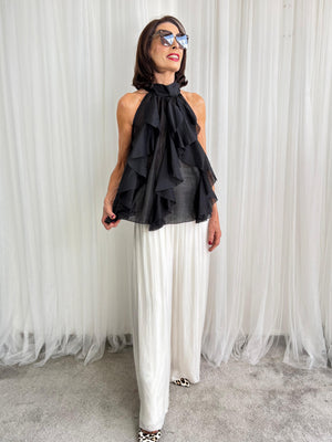 Whisper Ruffle top in black