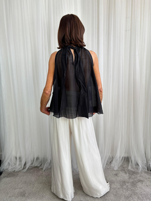 Whisper Ruffle top in black