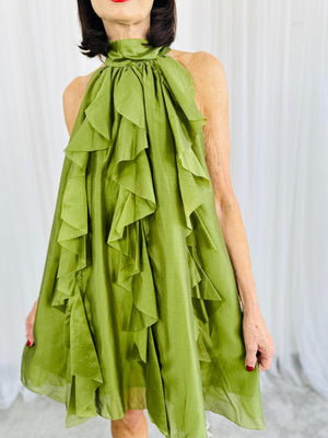Sadie Ruffle Top/Dress in olive green