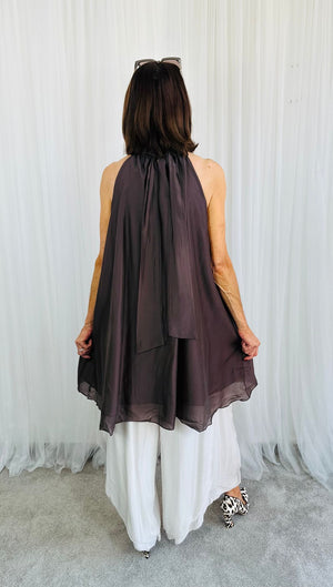 Sadie Ruffle Top/Dress in chocolate