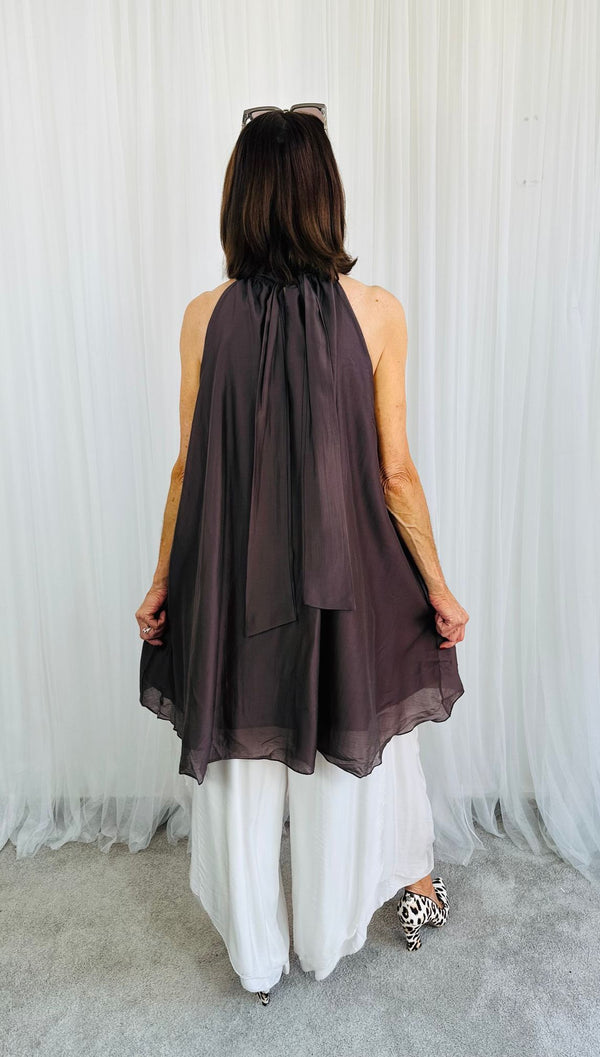 Sadie Ruffle Top/Dress in chocolate