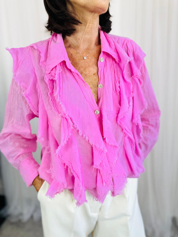 Calipso Ruffle Shirt in pink