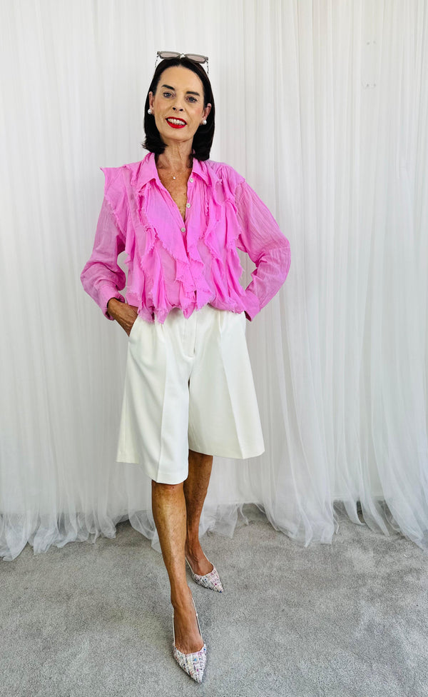 Calipso Ruffle Shirt in pink