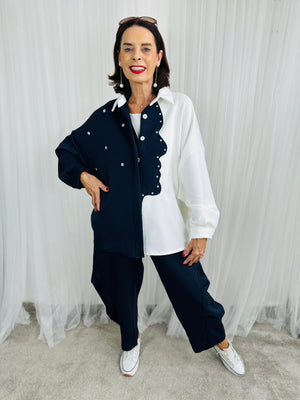 Lorenzo top/jacket in  cream and navy