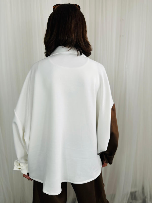 Lorenzo top/jacket in white and chocolate