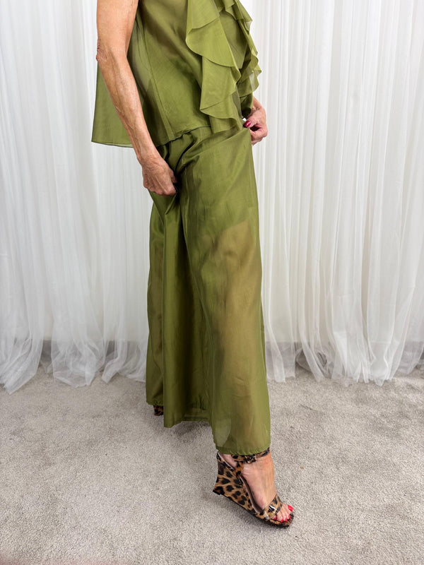 Calipso Palazzo Trousers in olive