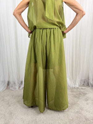 Calipso Palazzo Trousers in olive