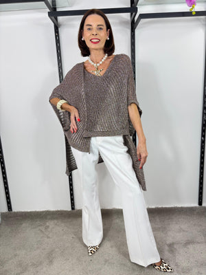 Tabitha Cross knit top in Deligent chocolate