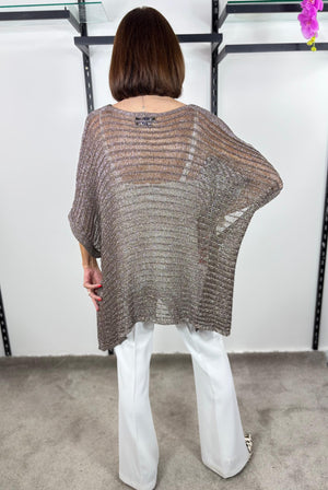 Tabitha Cross knit top in Deligent chocolate