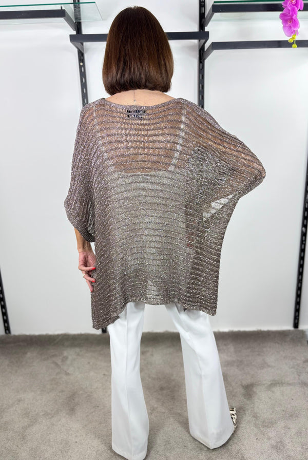 Tabitha Cross knit top in Deligent chocolate