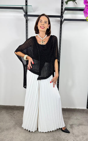 Tabitha Cross knit top in Black