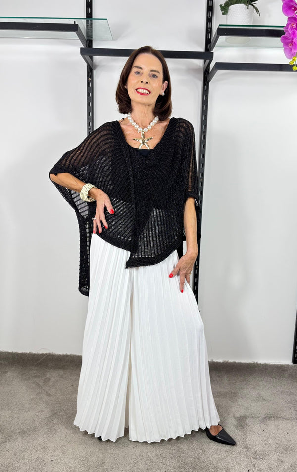 Tabitha Cross knit top in Black