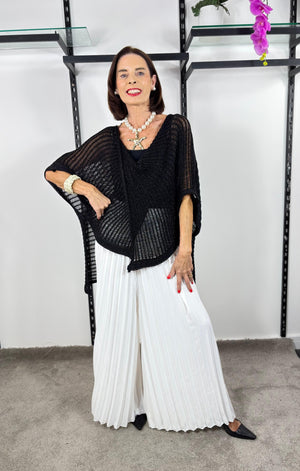 Tabitha Cross knit top in Black