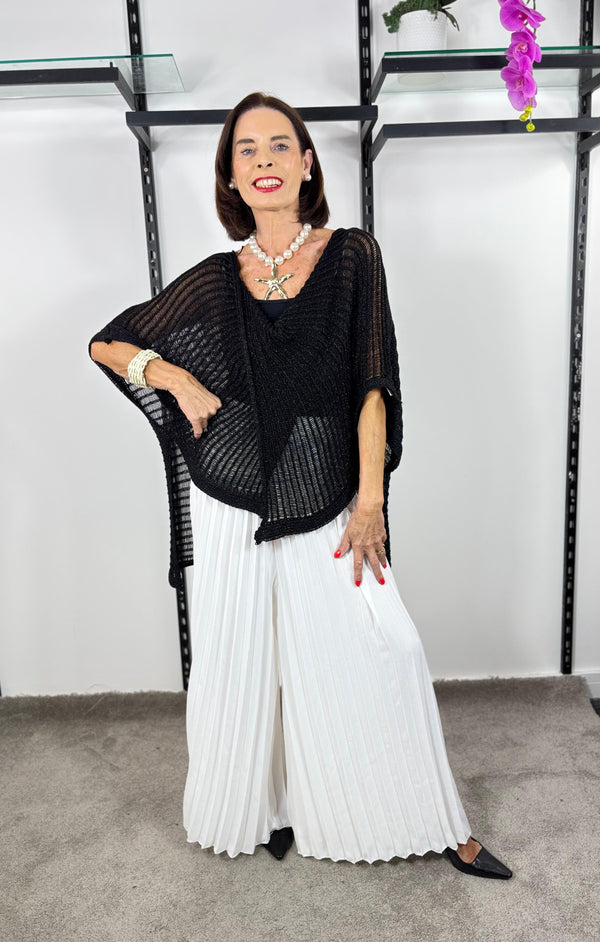 Tabitha Cross knit top in Black