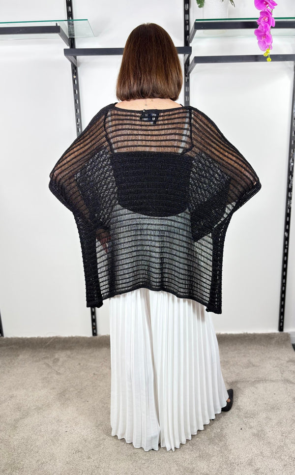 Tabitha Cross knit top in Black