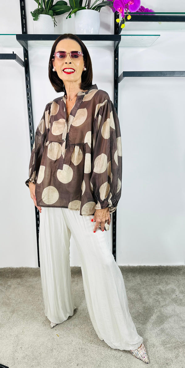 Christabel Top in Chocolate and beige