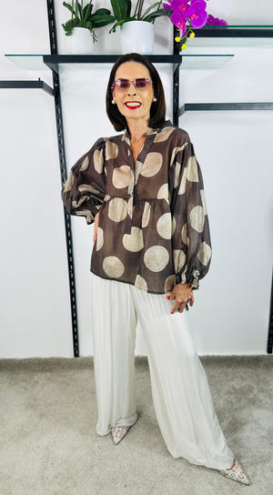 Christabel Top in Chocolate and beige