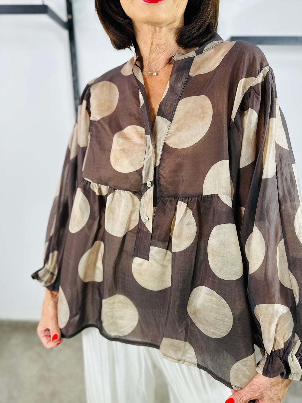 Christabel Top in Chocolate and beige