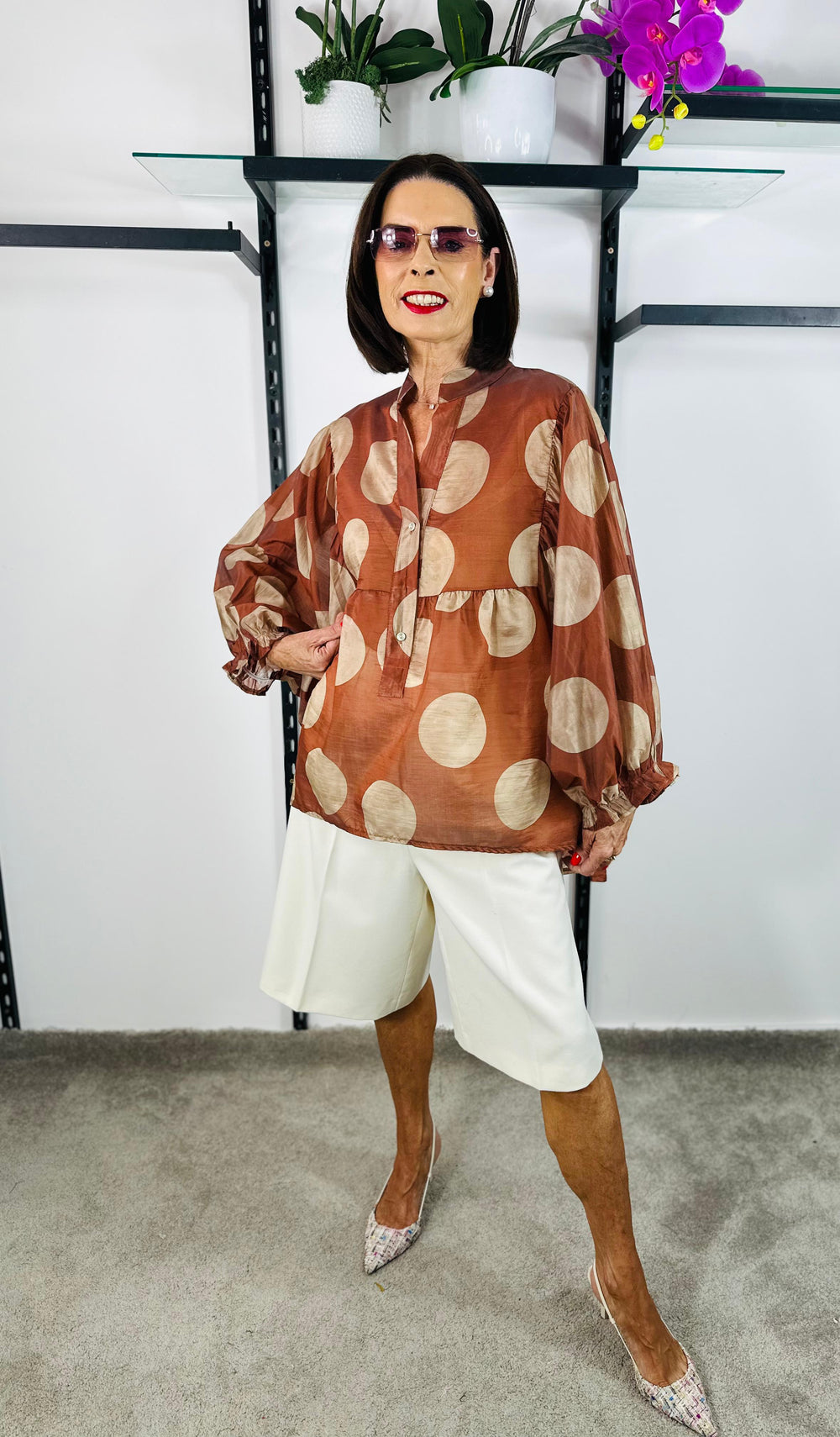 Christabel Top in Rust and beige