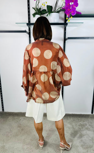 Christabel Top in Rust and beige