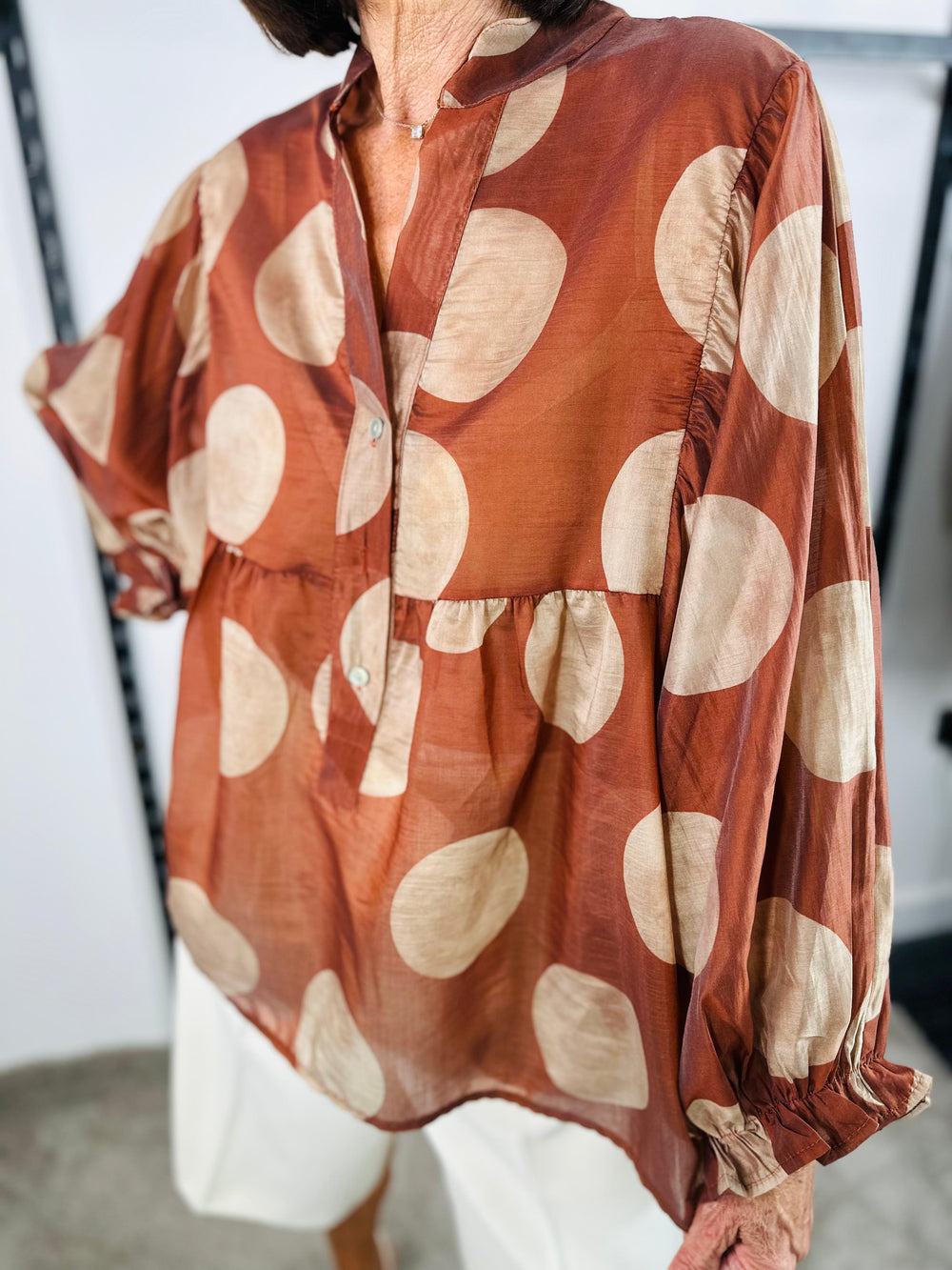 Christabel Top in Rust and beige