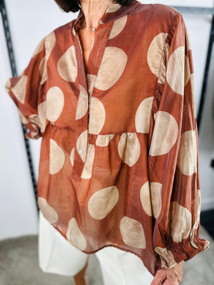 Christabel Top in Rust and beige