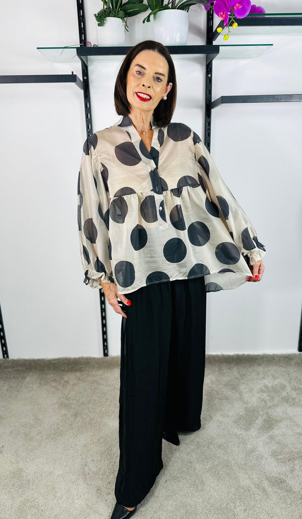 Christabel Top in beige and black