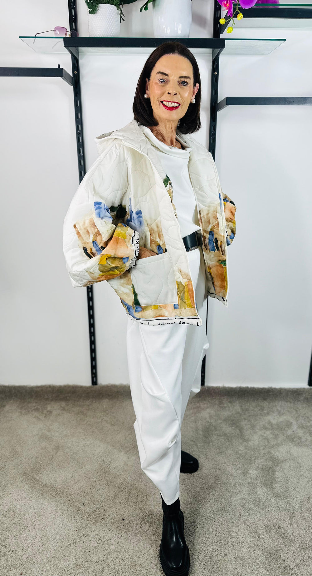 Gabriella Jacket in acru with Hood -